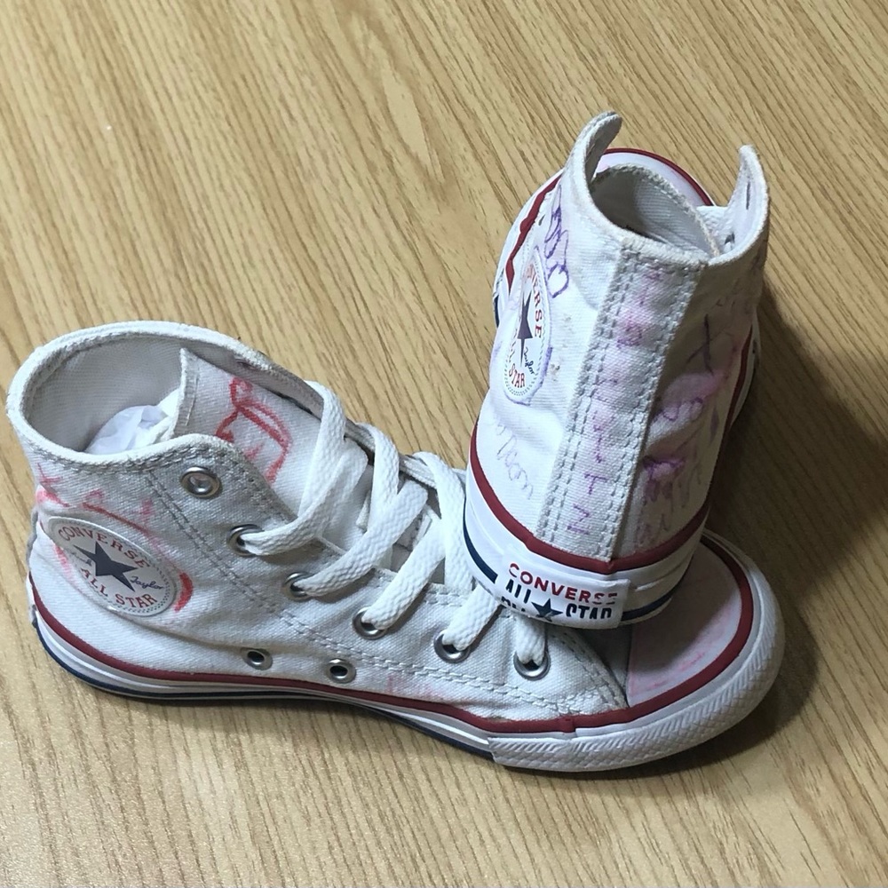 Converse Chuck Taylor Kids White Sneakers Unisex Boy Size 12.5 - Picture 8 of 12